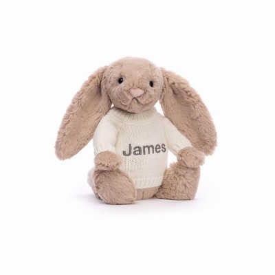 Jellycat Bashful Beige Bunny with Cream Jumper New Zealand | CGWFT1569